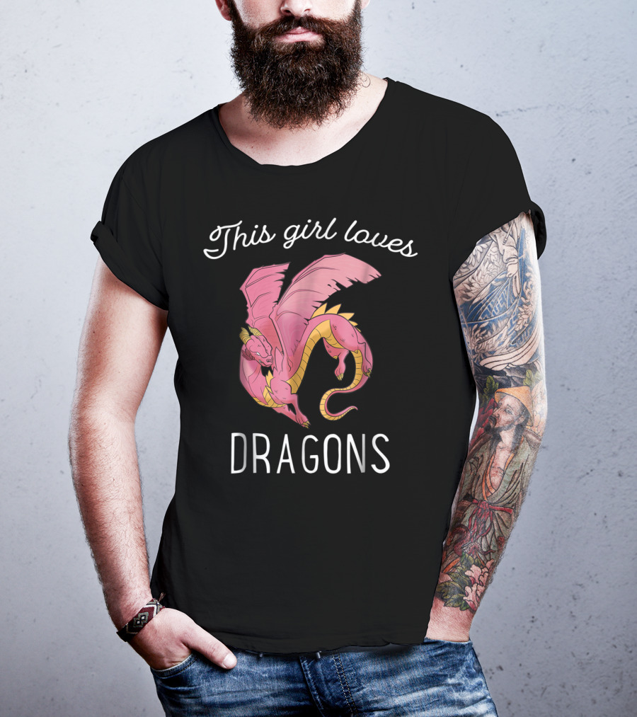 This Girl Loves Dragons Cute Pink Flying Dragon T-Shirt