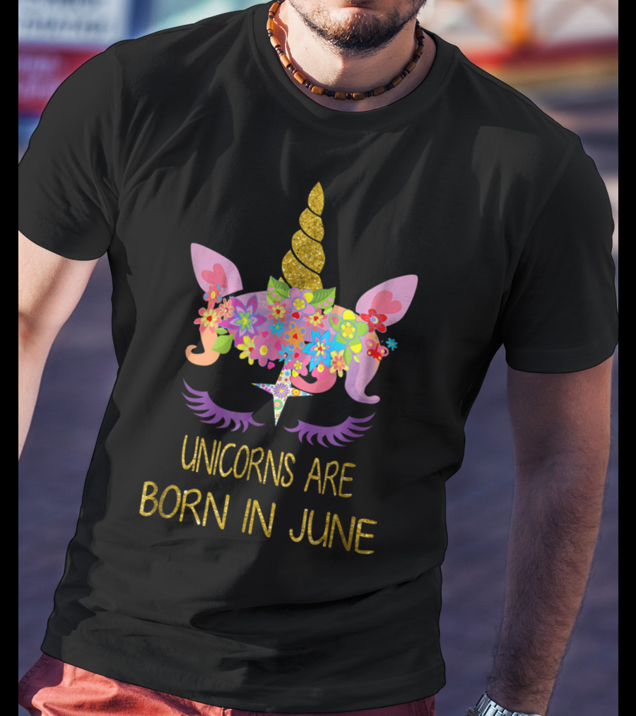 Unicorns Are Born In June Unicorn Girls Birthday T-Shirt