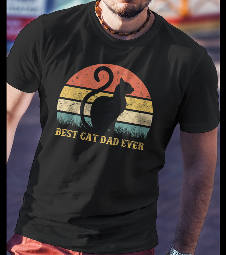 Best Cat Dad Ever Vintage Cat Daddy Father T-Shirt