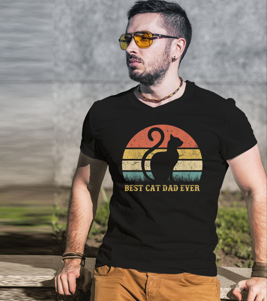 Best Cat Dad Ever Vintage Cat Daddy Father T-Shirt