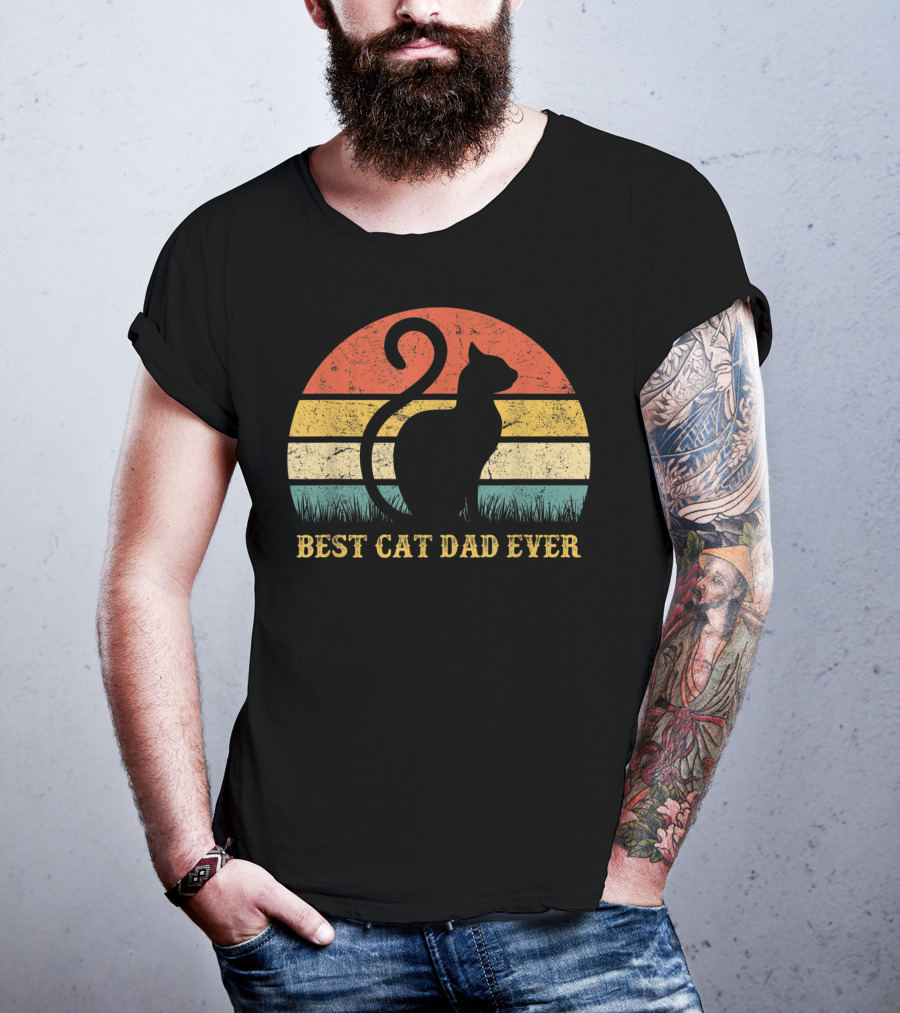 Best Cat Dad Ever Vintage Cat Daddy Father T-Shirt