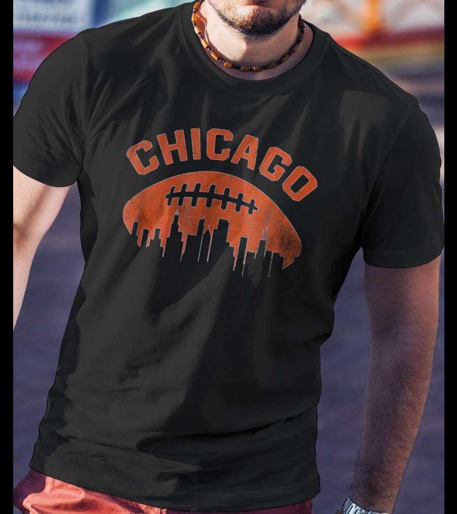 Chicago Skyline Grunge Football Vintage T-Shirt