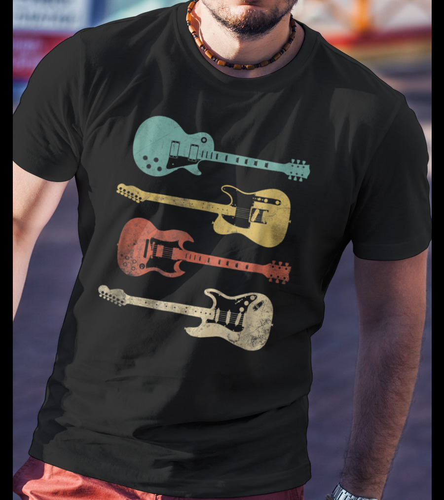 Vintage Classic Colorful Electric Guitars Collection T-Shirt