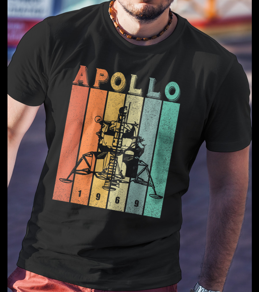 Apollo 1969 Lunar Module Vintage Retro Stripes T-Shirt