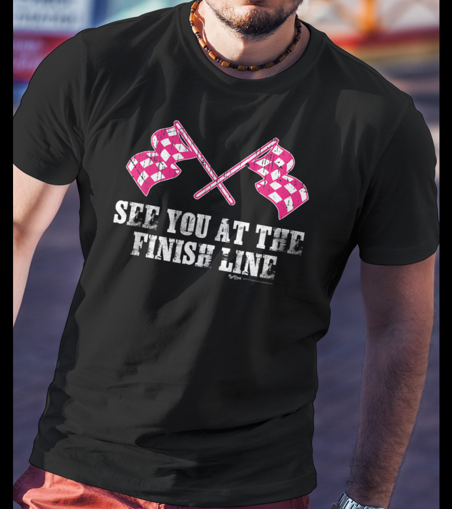 Vintage See You At The Finish Line Pink Checkered Flags T-Shirt