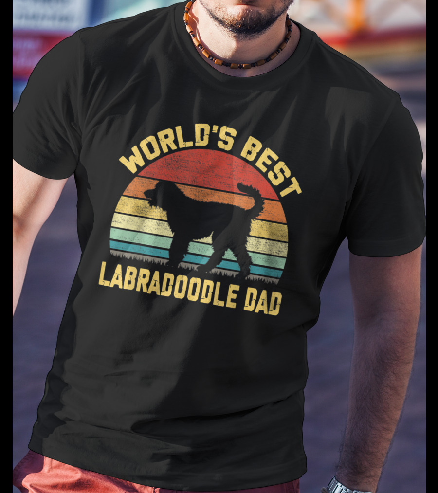 World's Best Labradoodle Dad Vintage Sunset Retro T-Shirt