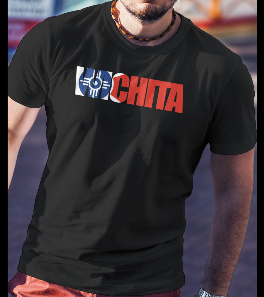 Wichita Kansas Flag Typography T-Shirt