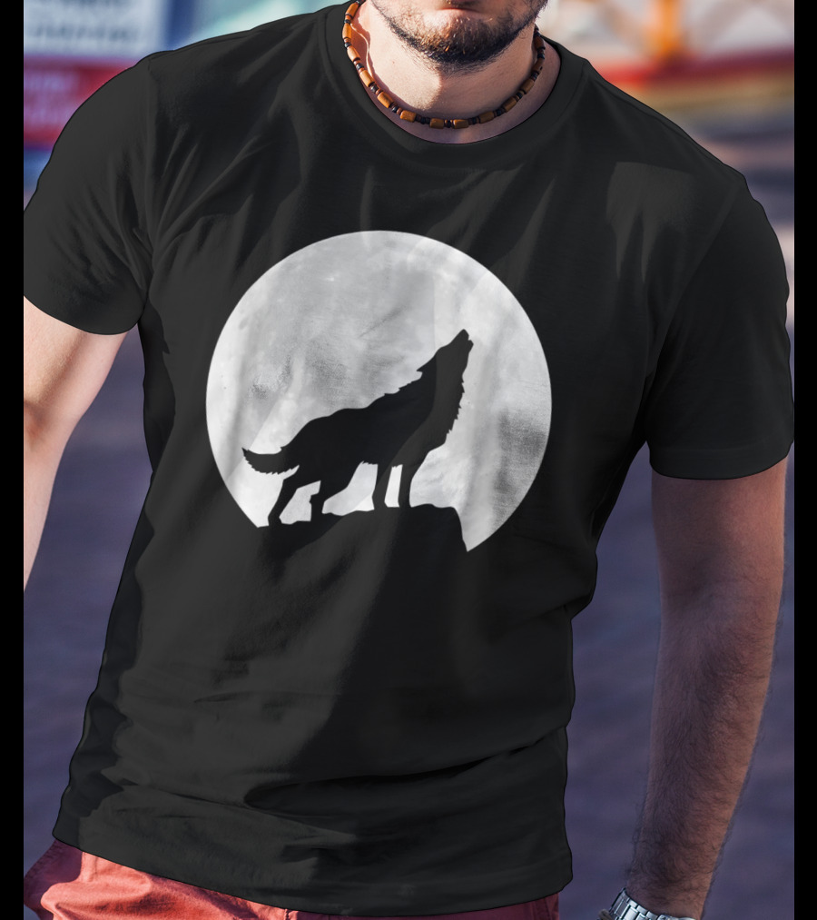 Wolf Howling At Full Moon Spirit Animal T-Shirt