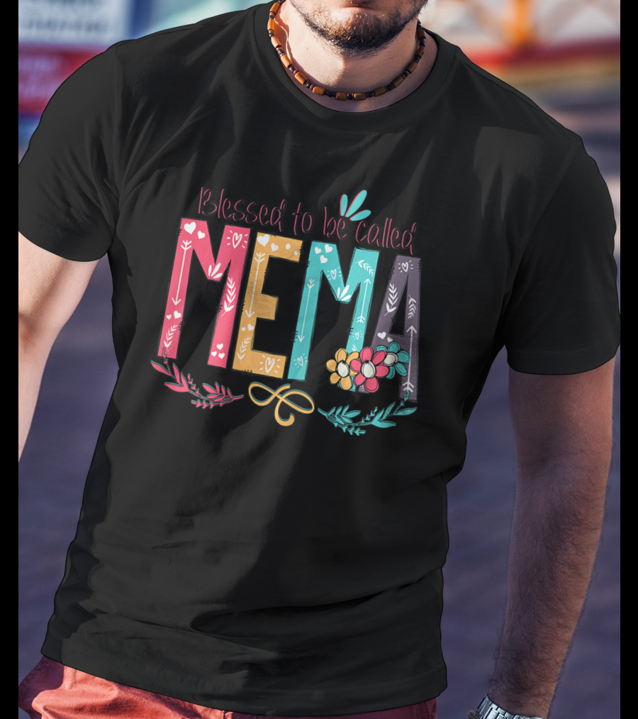 Blessed To Be Called MeMa Floral Colorful T-Shirt