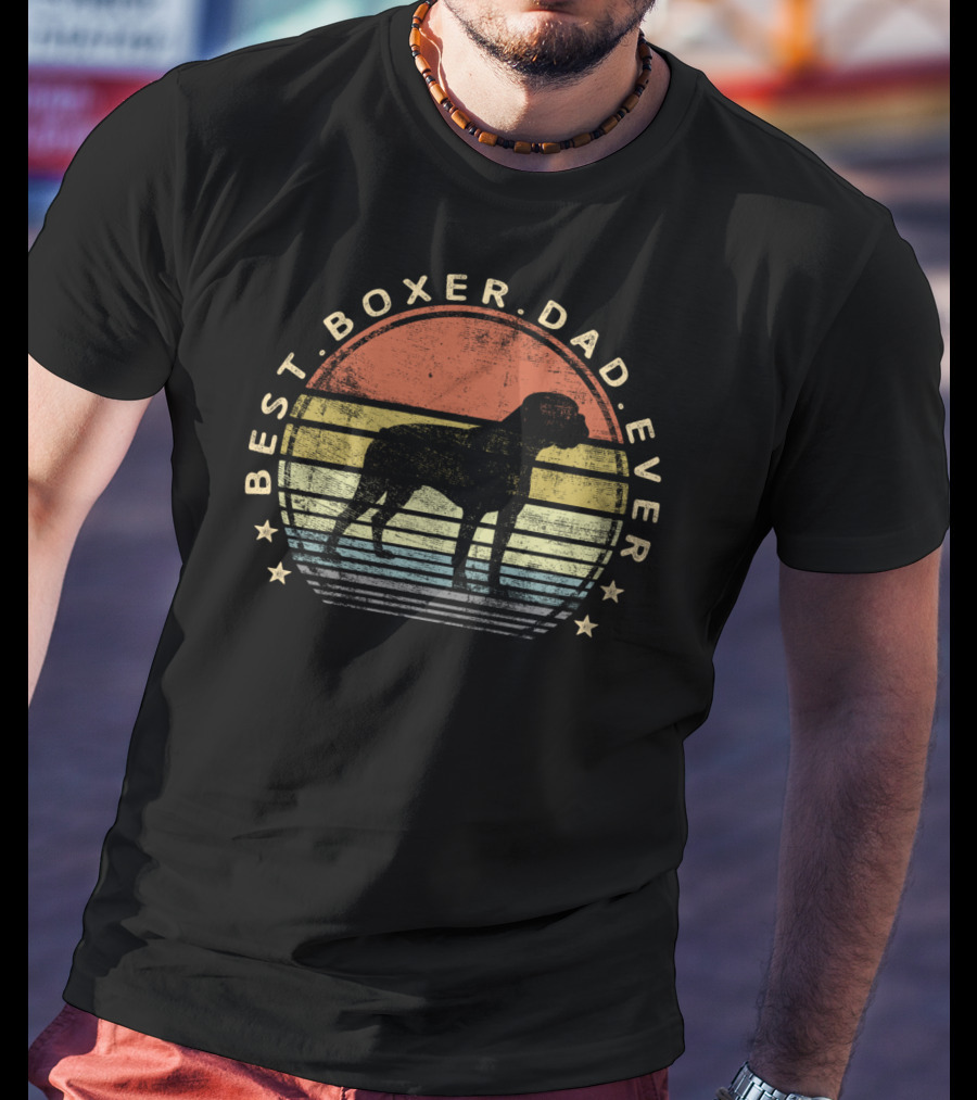 Best Boxer Dad Ever Vintage Dog Lover Father's Day T-Shirt