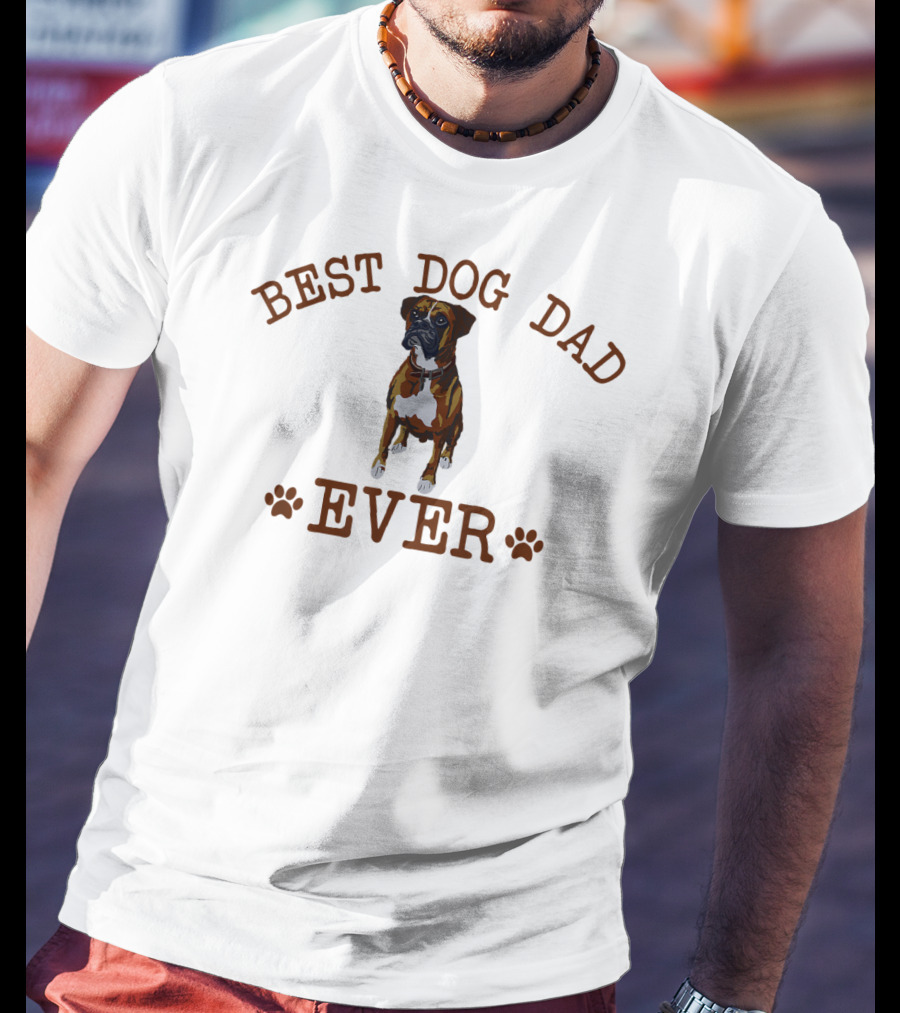 Best Boxer Dog Dad Ever Father's Day Paw Prints T-Shirt