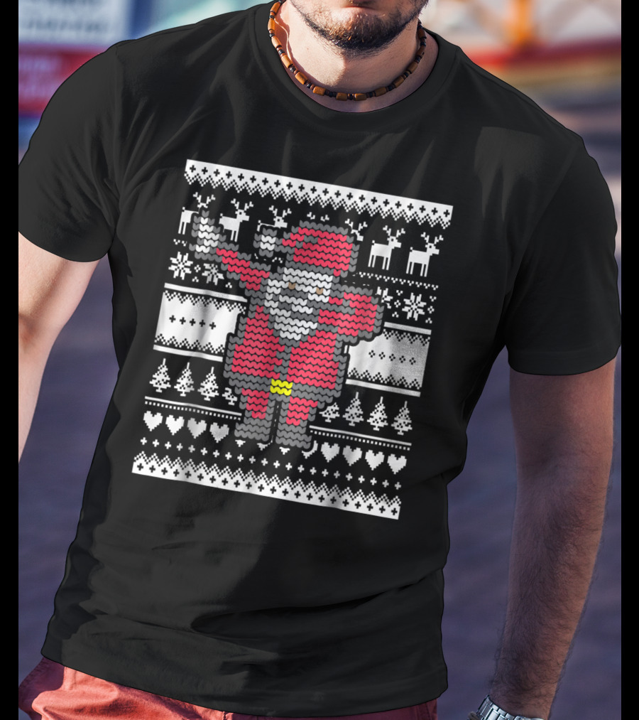 Dabbing Santa Claus Ugly Christmas Sweater Pattern T-Shirt