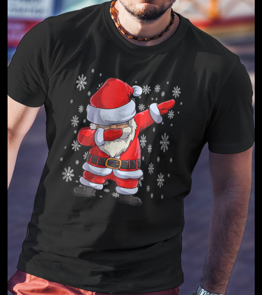 Dabbing Santa Funny Christmas Flossing Snowflakes T-Shirt