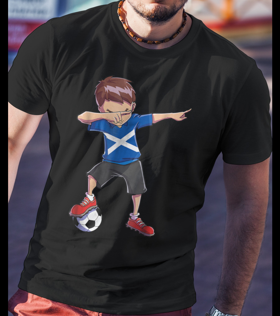 Dabbing Soccer Boys Scottish Flag Football Scotland T-Shirt