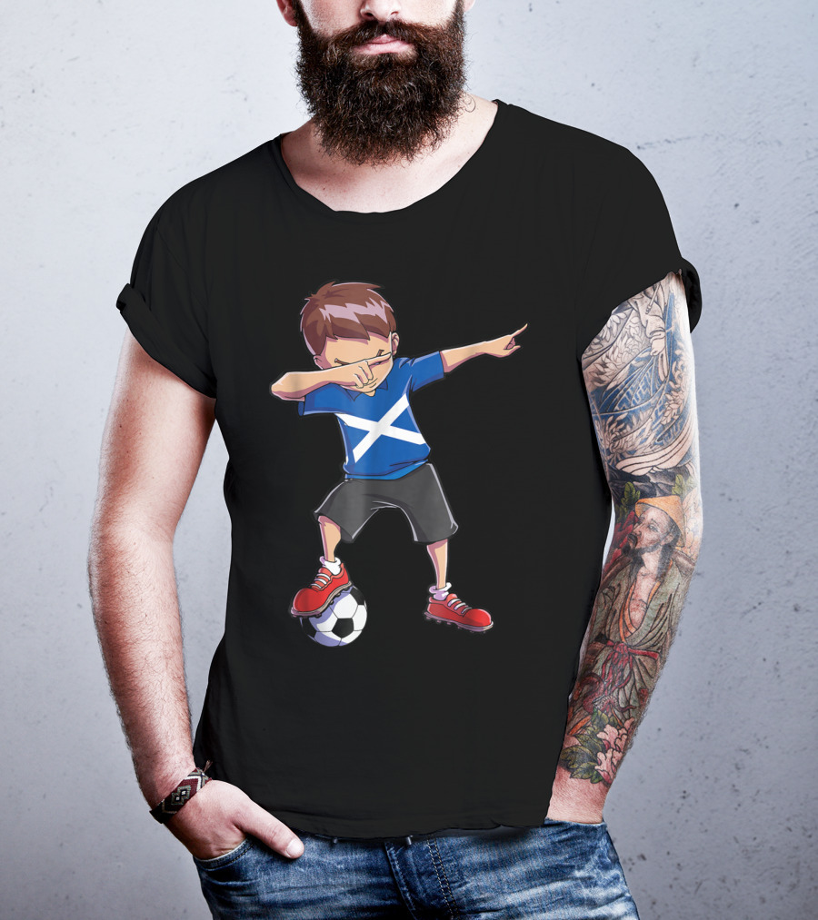 Dabbing Soccer Boys Scottish Flag Football Scotland T-Shirt