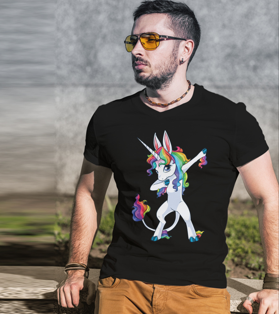 Dabbing Unicorn Party Squad Rainbow Dab T-Shirt