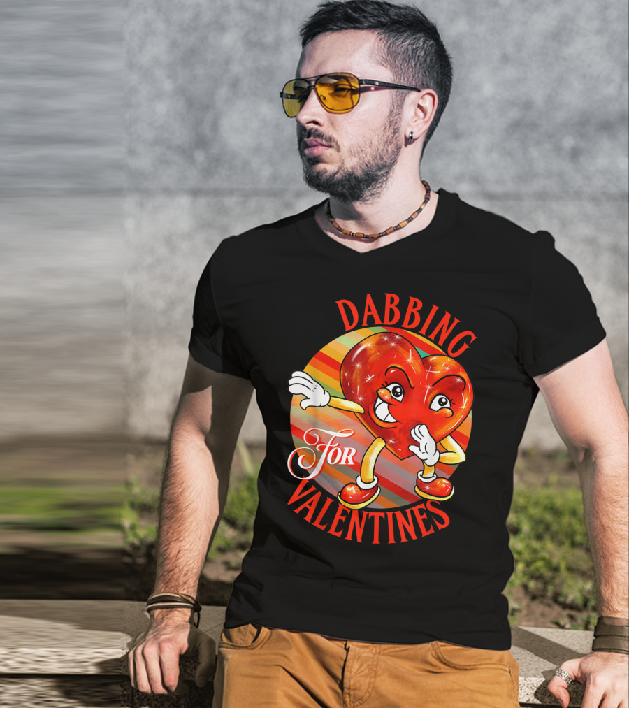 Dabbing Heart For Valentines Vintage Sunrise T-Shirt