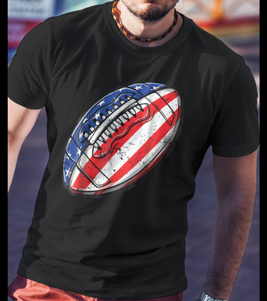 American Flag Football Fourth Of July T-Shirt