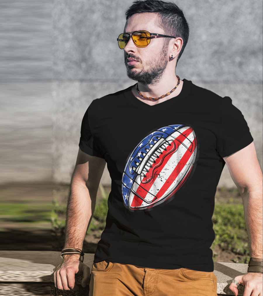 American Flag Football Fourth Of July T-Shirt