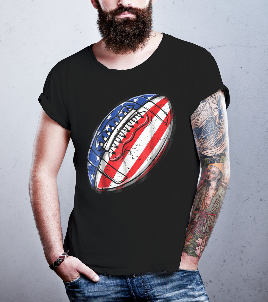 American Flag Football Fourth Of July T-Shirt