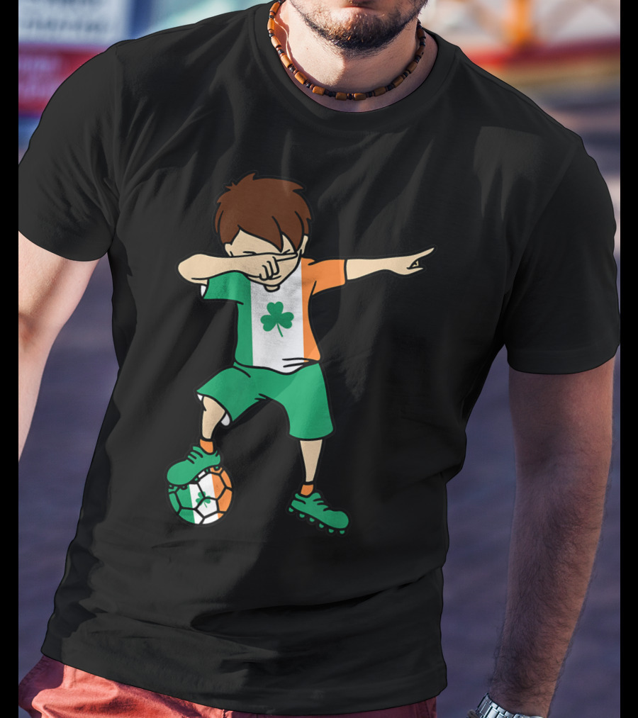 Dabbing Irish Soccer Clover Saint Patrick's Day T-Shirt