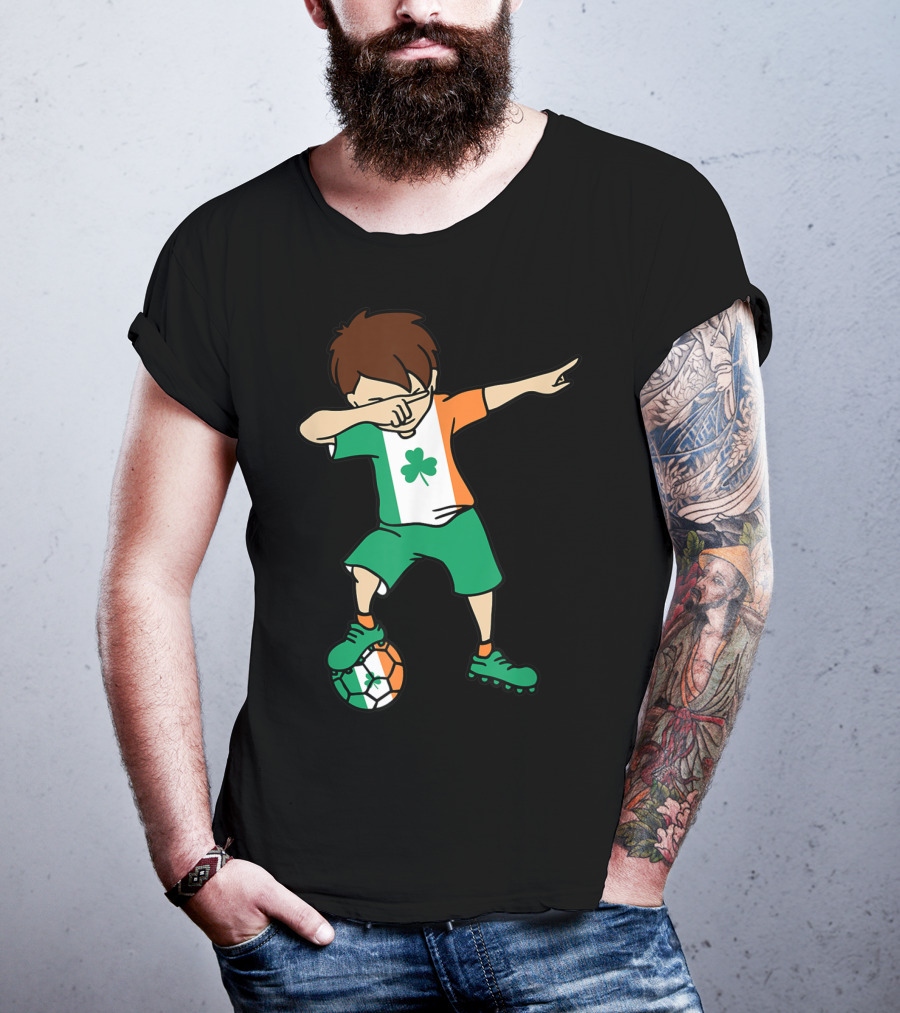 Dabbing Irish Soccer Clover Saint Patrick's Day T-Shirt