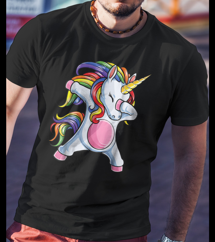 Dabbing Unicorn Kids Boys Girls Rainbow Colors T-Shirt