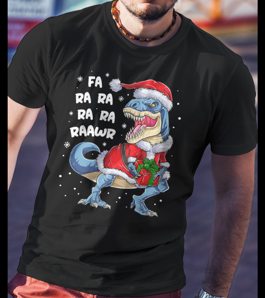 Fa Ra Ra Ra Rawr Dinosaur Christmas Rex Santa T-Shirt