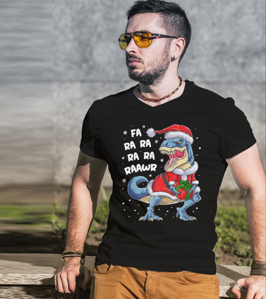 Fa Ra Ra Ra Rawr Dinosaur Christmas Rex Santa T-Shirt