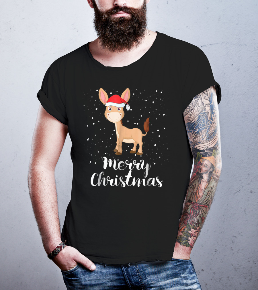 Merry Christmas Donkey Funny Matching Family Group T-Shirt