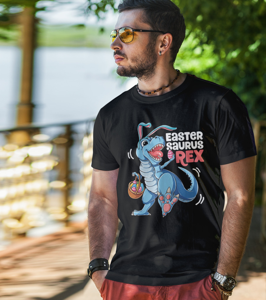 Easter Saurus Rex Bunny Dinosaur With Eggs T-Shirt