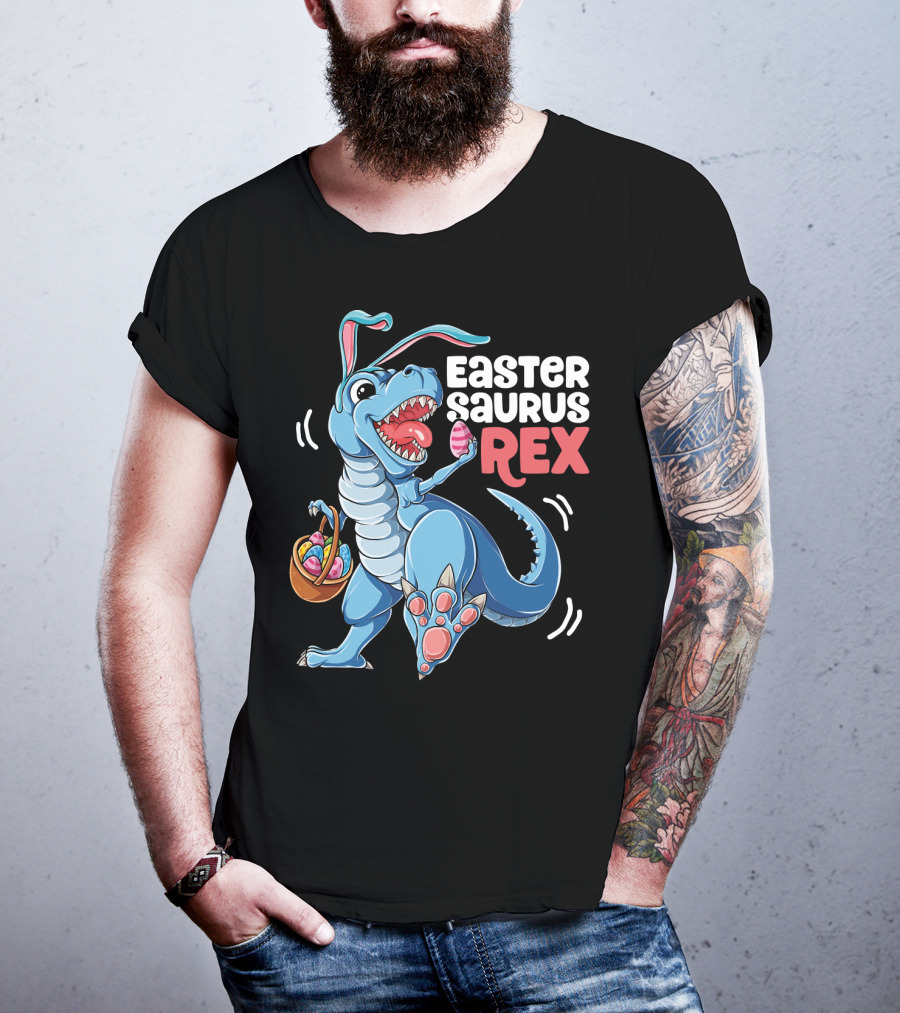 Easter Saurus Rex Bunny Dinosaur With Eggs T-Shirt