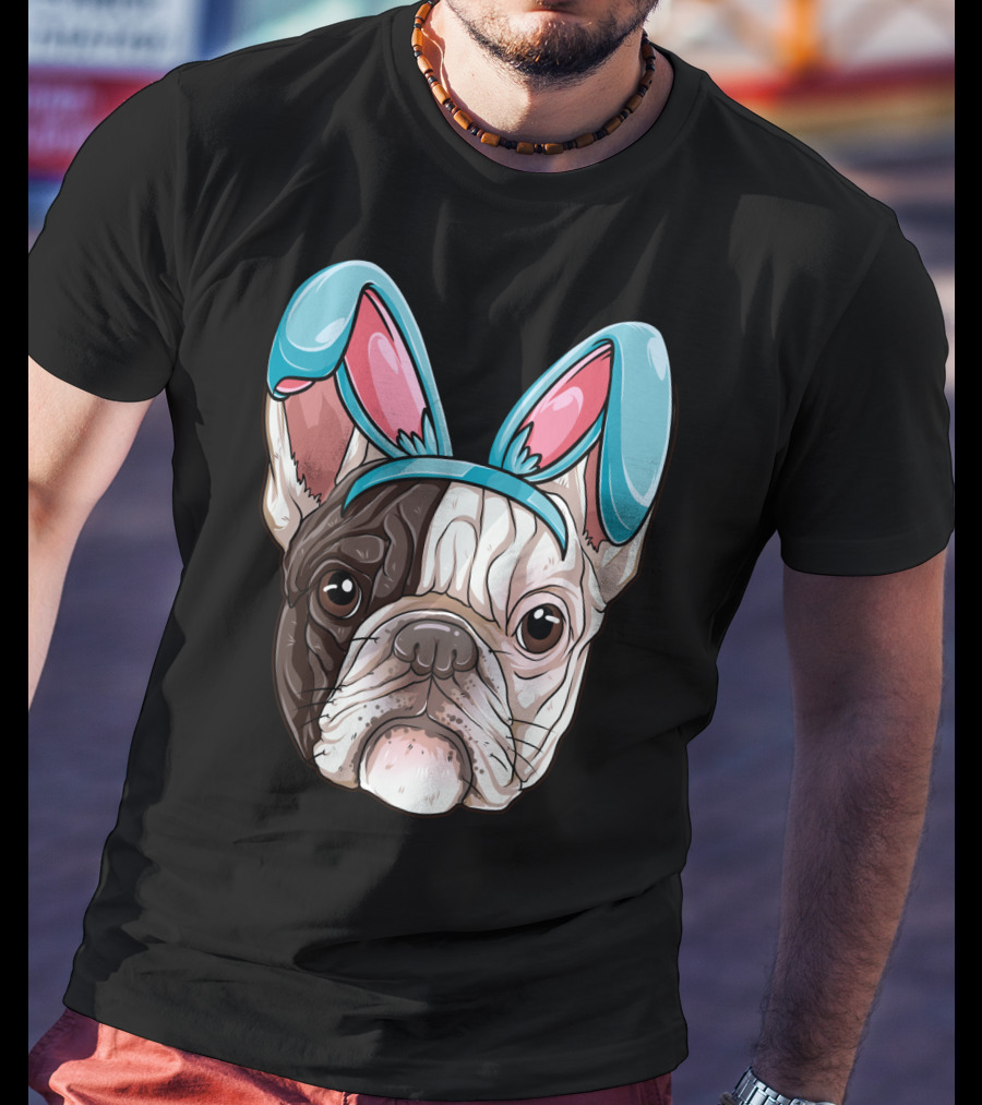 Easter Bunny Ears On French Bulldog Dog Boys Girl T-Shirt