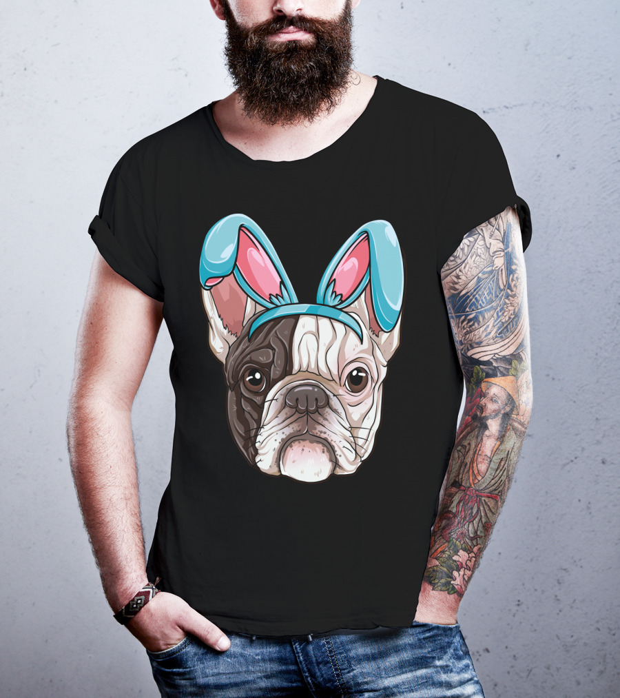 Easter Bunny Ears On French Bulldog Dog Boys Girl T-Shirt