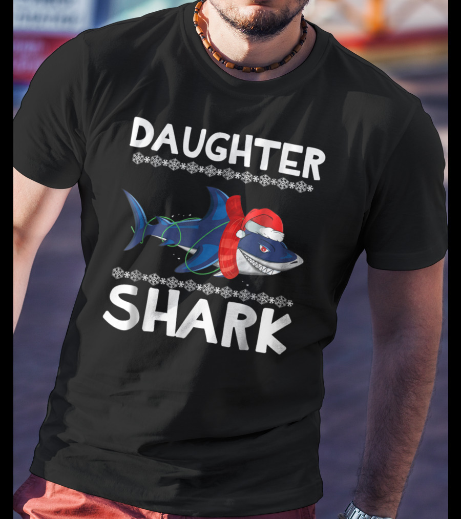 Daughter Shark Santa Hat Ugly Christmas T-Shirt