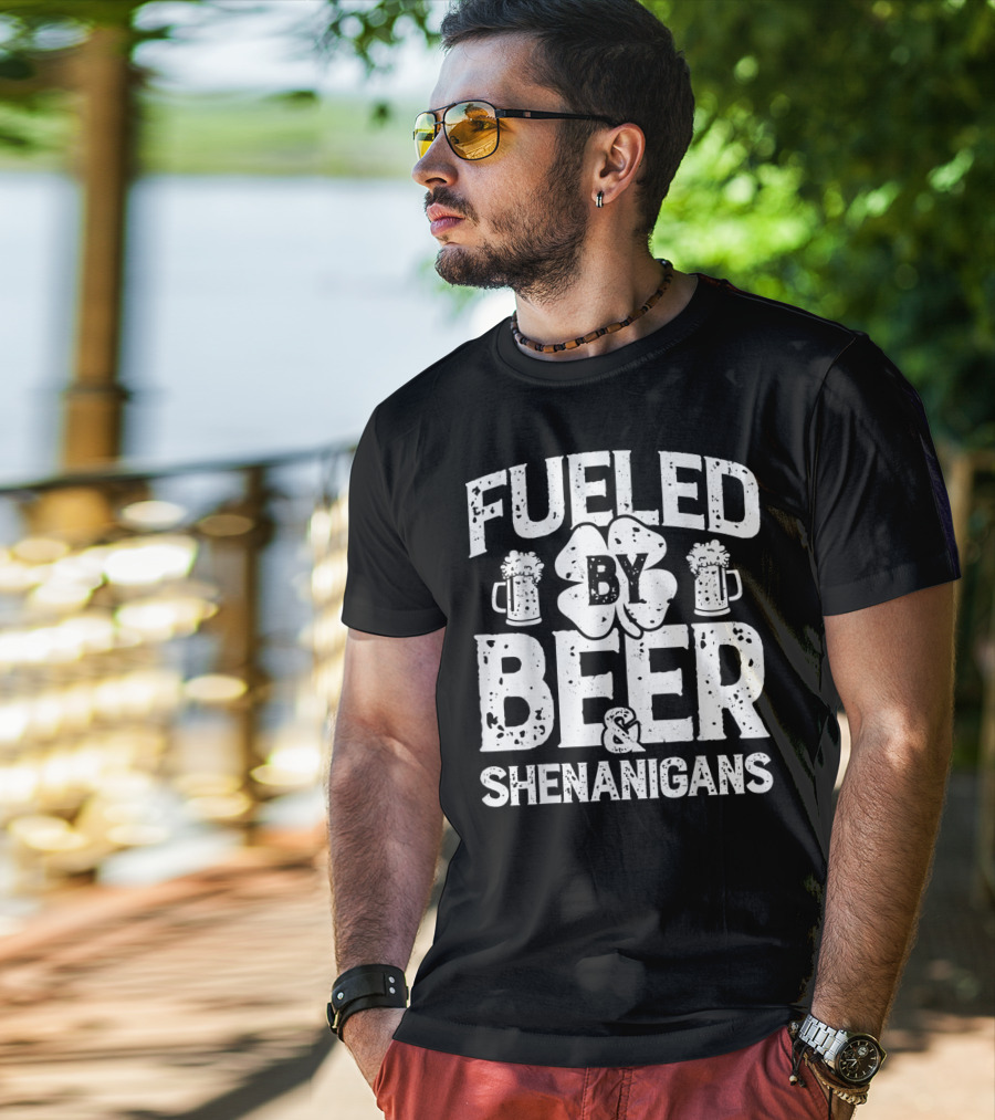 Fueled By Beer Shamrock And Shenanigans T-Shirt