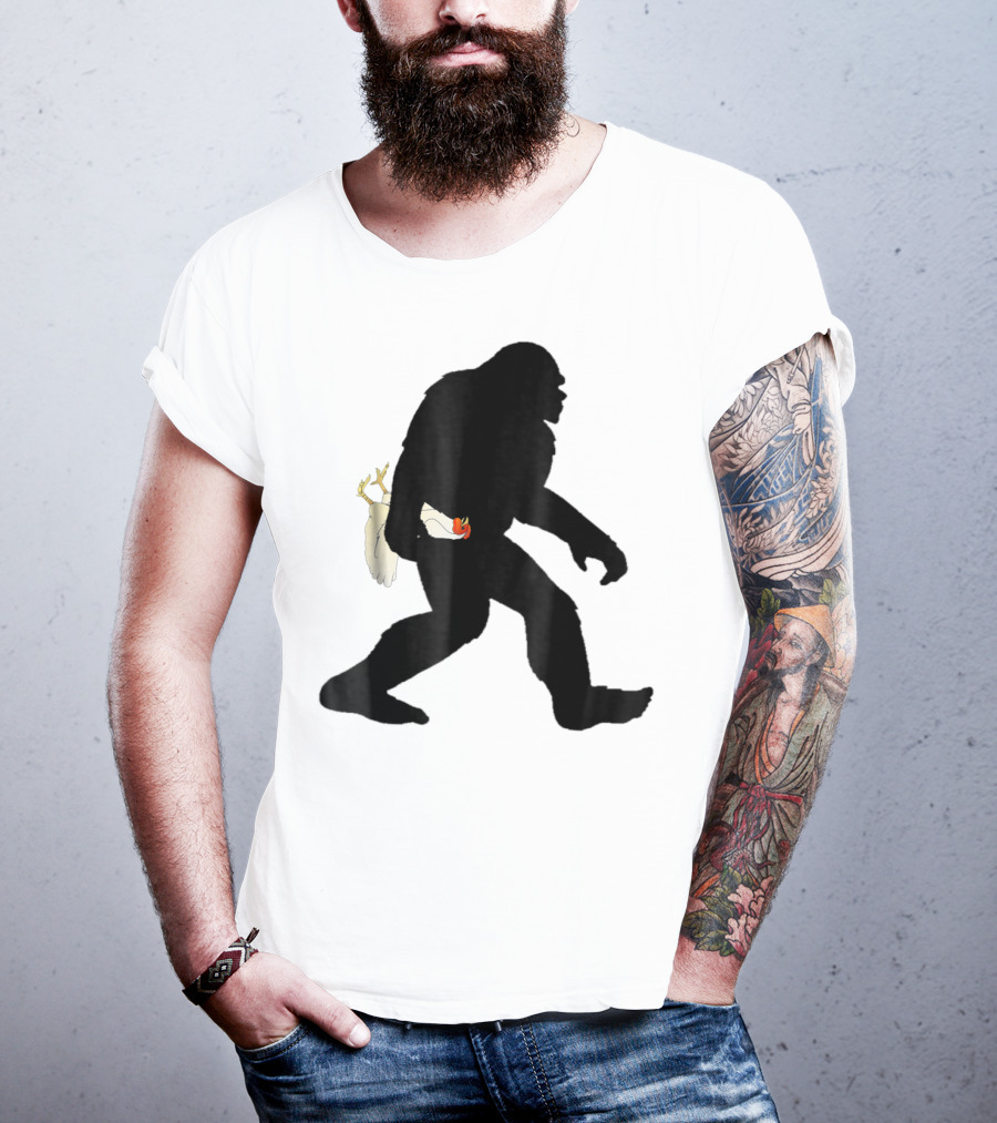 Funny Bigfoot Sasquatch Carrying Chicken Boys T-Shirt