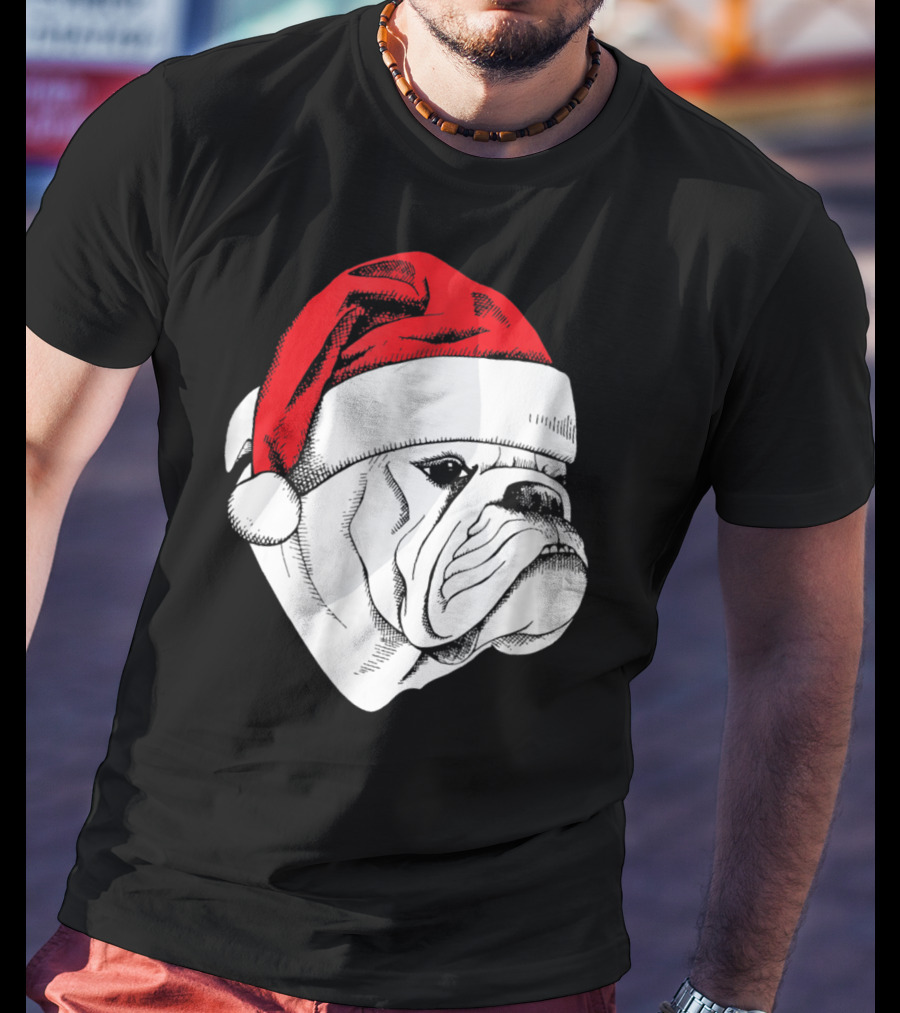 English Bulldog Santa Christmas T-Shirt