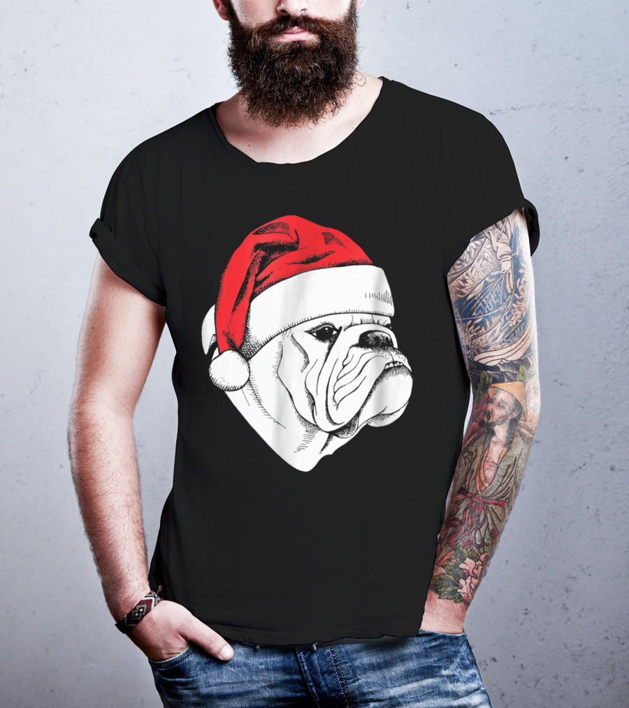 English Bulldog Santa Christmas T-Shirt