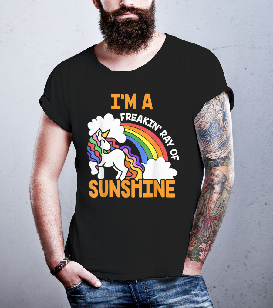 I'm A Freakin' Ray Of Sunshine Funny Rainbow Unicorn Vintage 1970's HY T-Shirt