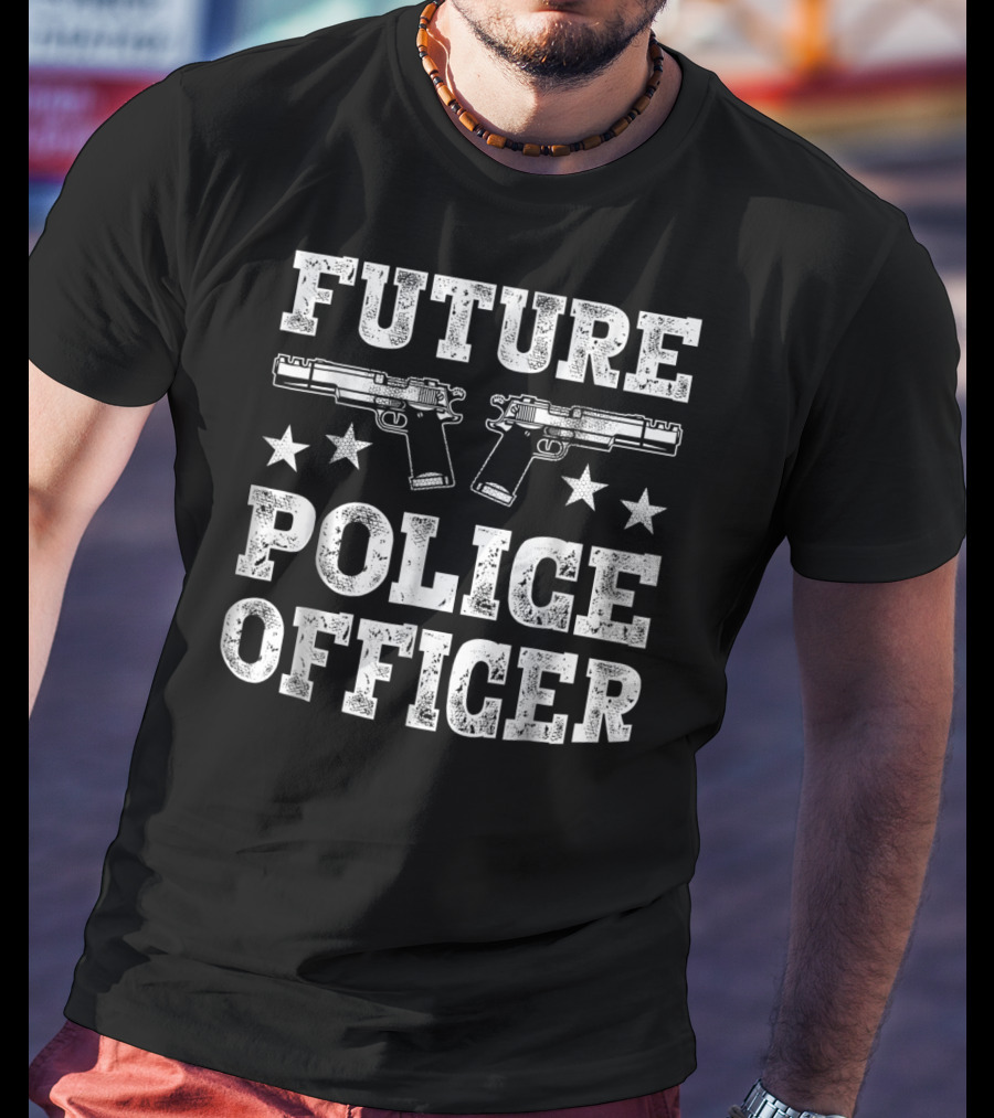 Future Police Officer Two Pistols Stars T-Shirt