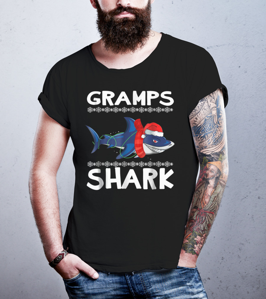 Gramps Shark Santa Hat Ugly Christmas Family T-Shirt