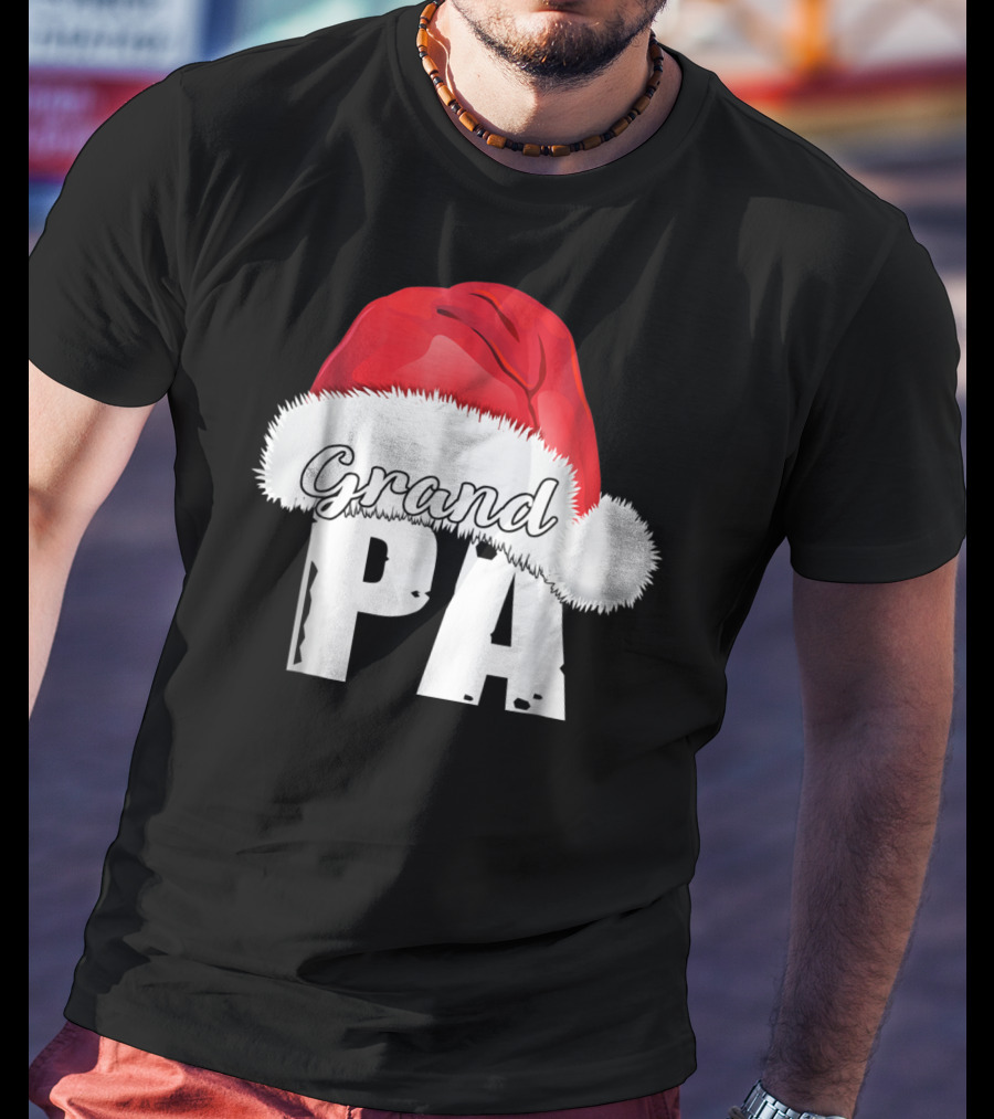 Grandpa Christmas Santa Hat Family Matching T-Shirt