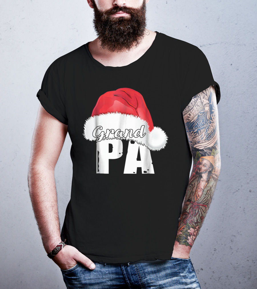 Grandpa Christmas Santa Hat Family Matching T-Shirt