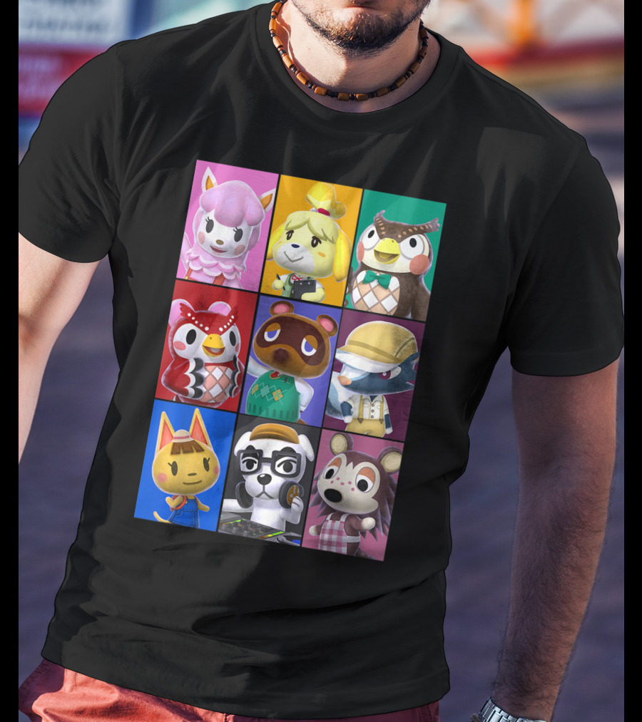 Animal Crossing Character Grid Featuring Isabelle And Tom Nook T-Shirt