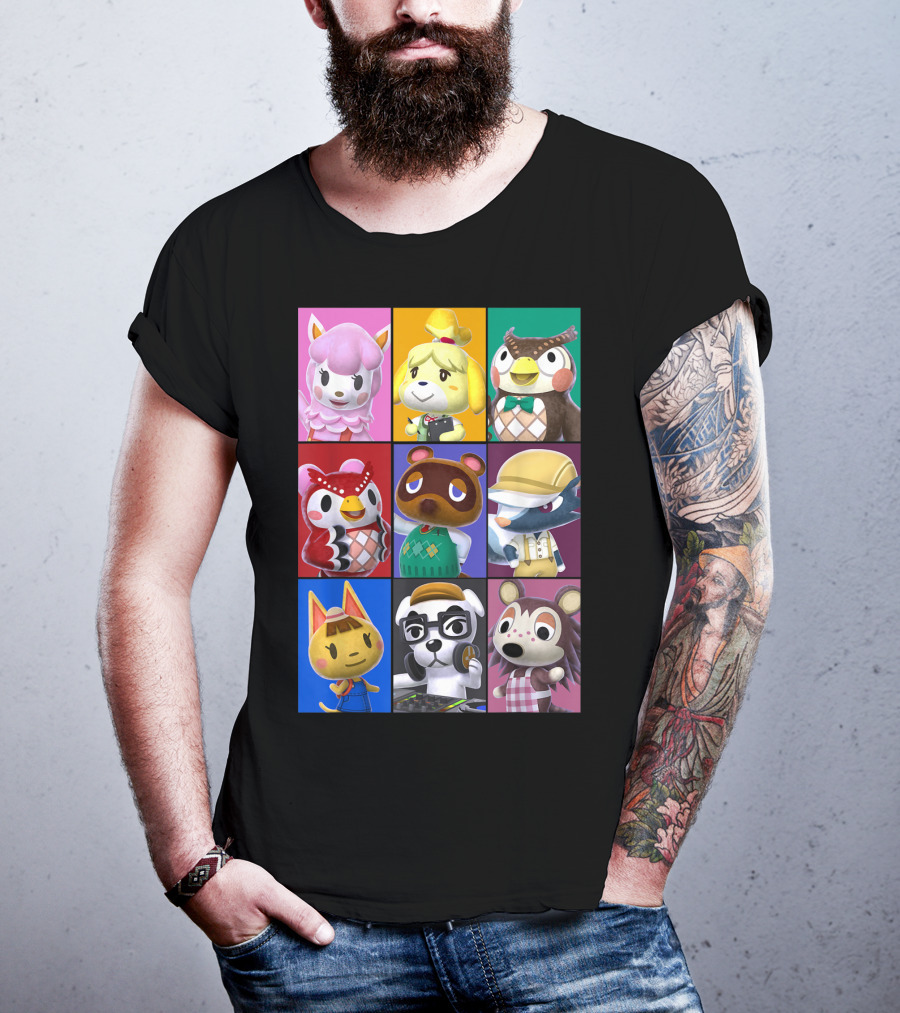 Animal Crossing Character Grid Featuring Isabelle And Tom Nook T-Shirt
