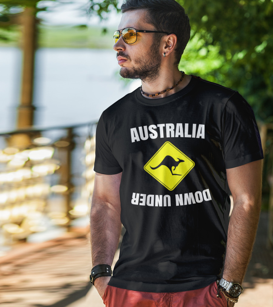 Australia Down Under Kangaroo Road Sign T-Shirt
