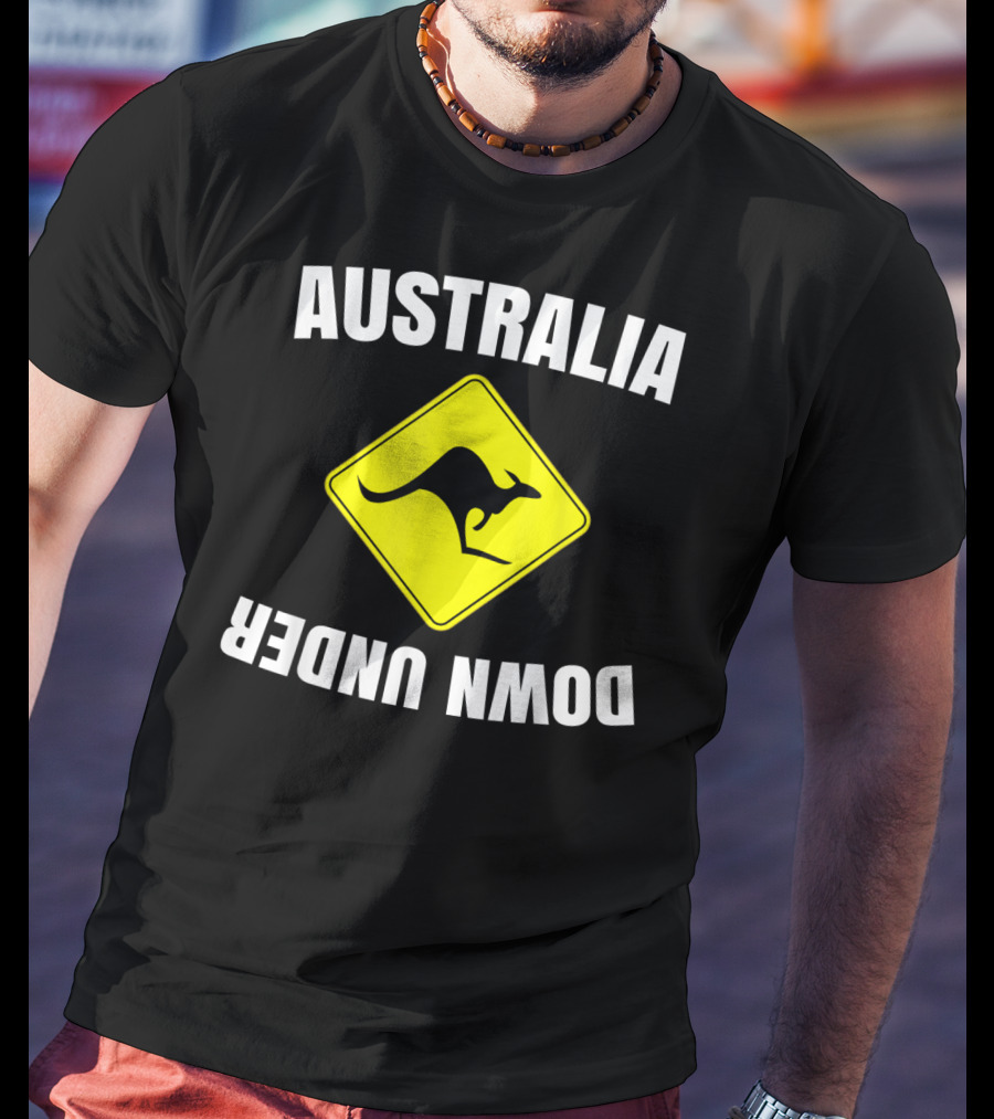 Australia Down Under Kangaroo Road Sign T-Shirt