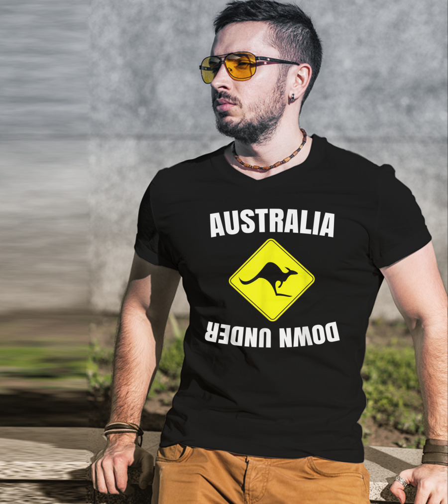 Australia Down Under Kangaroo Road Sign T-Shirt