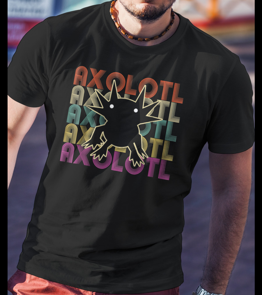 Axolotl Axolotl Retro Multicolor Outline T-Shirt